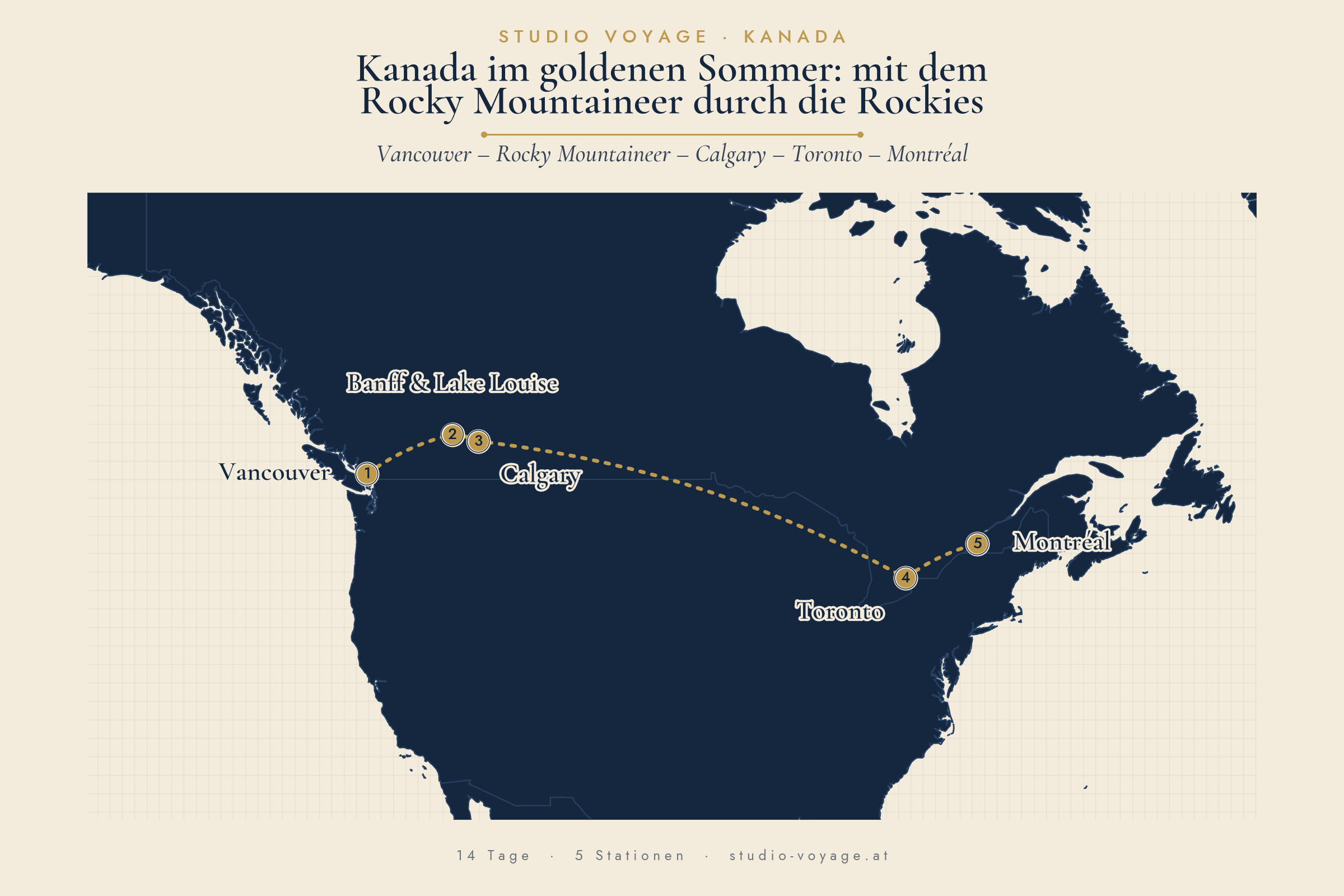 Route: Kanada im goldenen Sommer: mit dem Rocky Mountaineer durch die Rockies